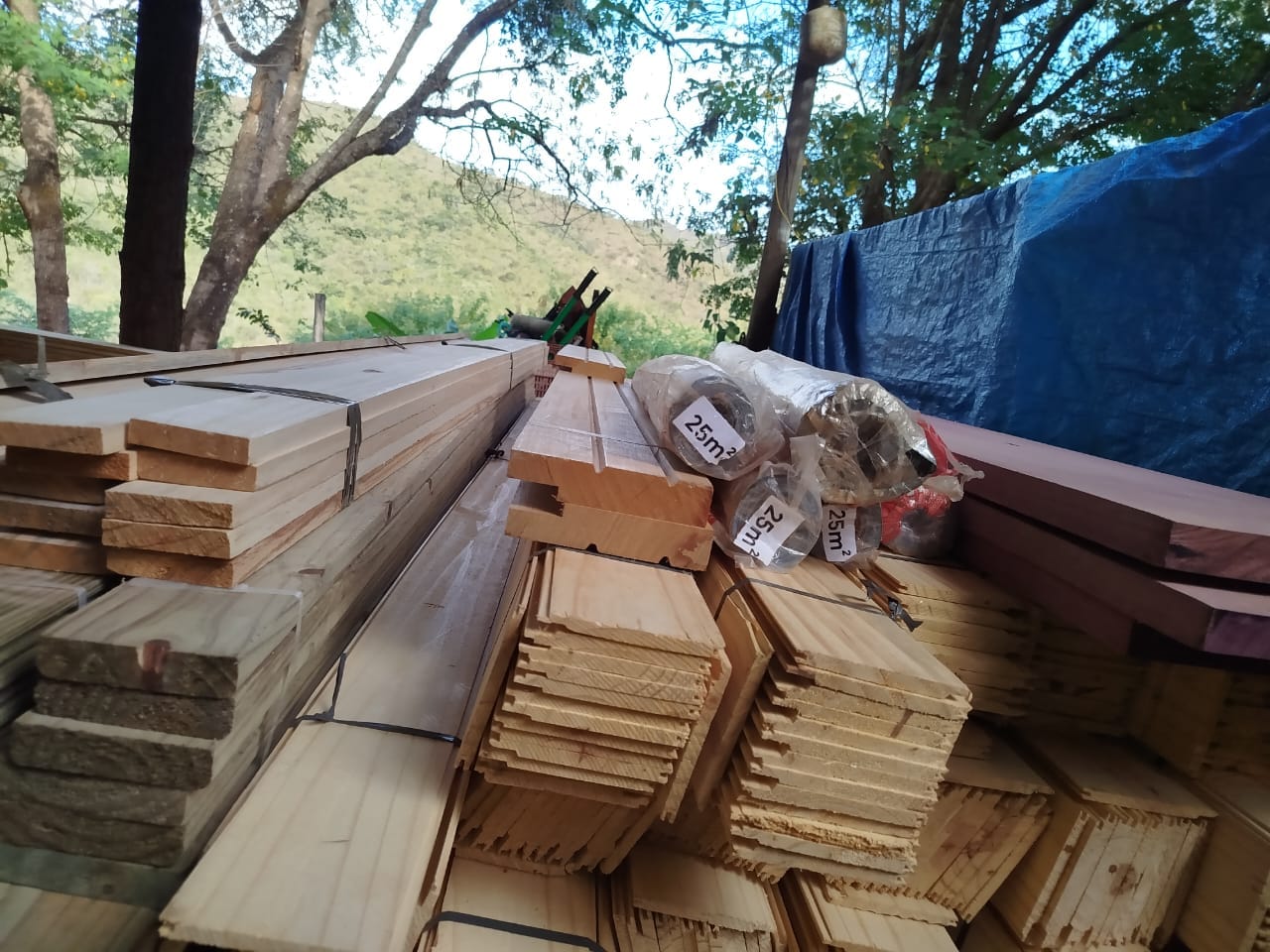 Madeira de Pinus tratado pronta para uso
